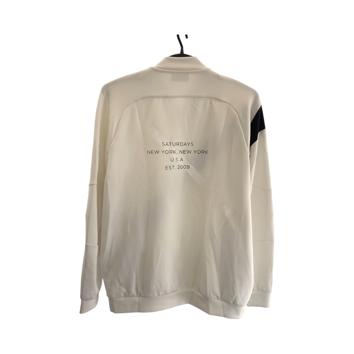 17720
SATURDAYS NEW YORK CITY サタデーズ ニューヨーク シティ Origins DN JP Light Sweat サイズXL ホワイト ブラック シルバー金具 ポリエステル BGM 12040 A ジャージ パーカー  メンズ A14