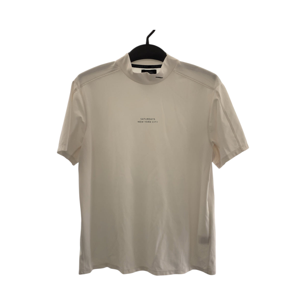 17721
SATURDAYS NEW YORK CITY サタデーズ ニューヨーク シティ サイズXL ホワイト ブラック ポリエステル BGM 12060 A 半袖Tシャツ モックネック  メンズ A6