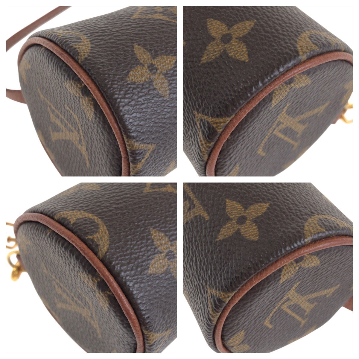17722
LOUIS VUITTON ルイヴィトン モノグラム パピヨン ポーチのみ ブラウン ゴールド金具 PVC / レザー M51385 ハンドバッグ アクセサリーポーチ  レディース