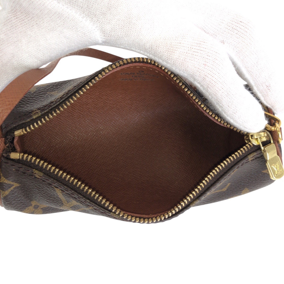 17722
LOUIS VUITTON ルイヴィトン モノグラム パピヨン ポーチのみ ブラウン ゴールド金具 PVC / レザー M51385 ハンドバッグ アクセサリーポーチ  レディース