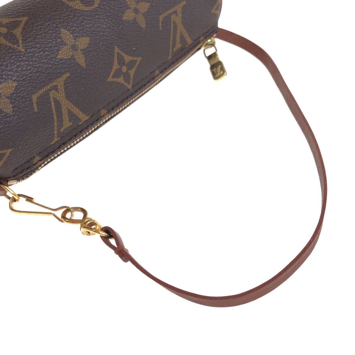 17722
LOUIS VUITTON ルイヴィトン モノグラム パピヨン ポーチのみ ブラウン ゴールド金具 PVC / レザー M51385 ハンドバッグ アクセサリーポーチ  レディース