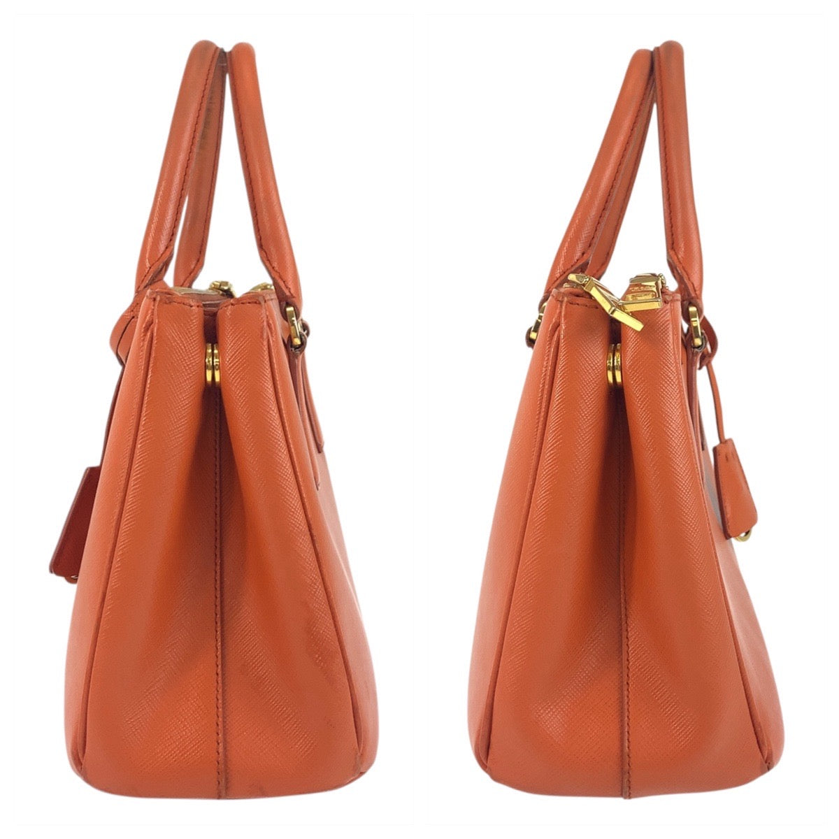 17726
PRADA プラダ サフィアーノ ガレリア オレンジ ゴールド金具 レザー ハンドバッグ トートバッグ ショルダーバッグ 2way  レディース AB63