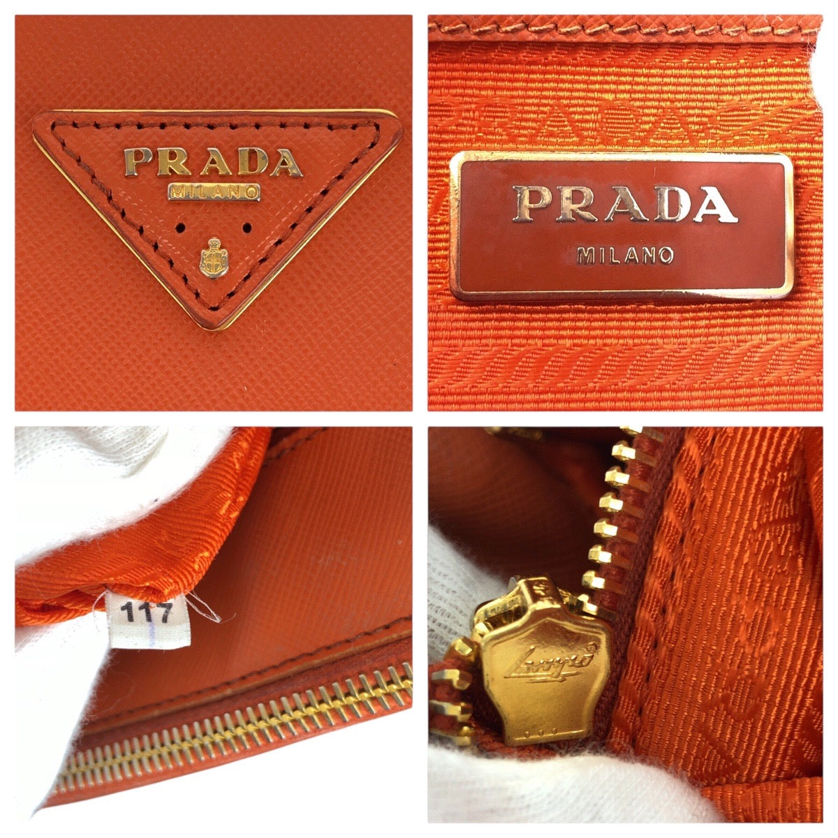 17726
PRADA プラダ サフィアーノ ガレリア オレンジ ゴールド金具 レザー ハンドバッグ トートバッグ ショルダーバッグ 2way  レディース AB63