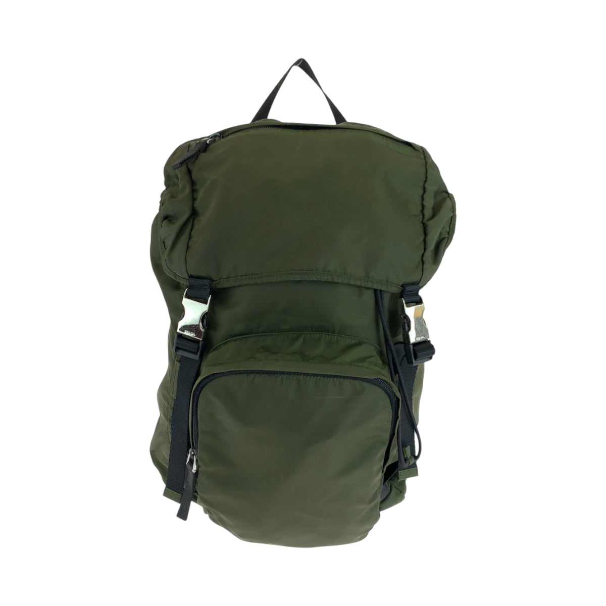 17727
PRADA プラダ テスート 三角ロゴプレート カーキ シルバー金具 ナイロン VZ0056 リュックサック バックパック メンズ ABP50