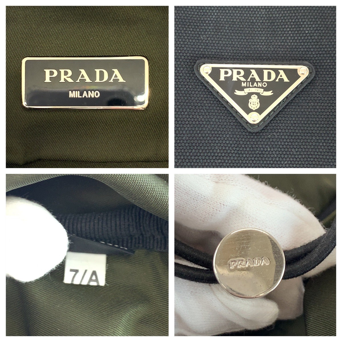 17727
PRADA プラダ テスート 三角ロゴプレート カーキ シルバー金具 ナイロン VZ0056 リュックサック バックパック メンズ ABP50
