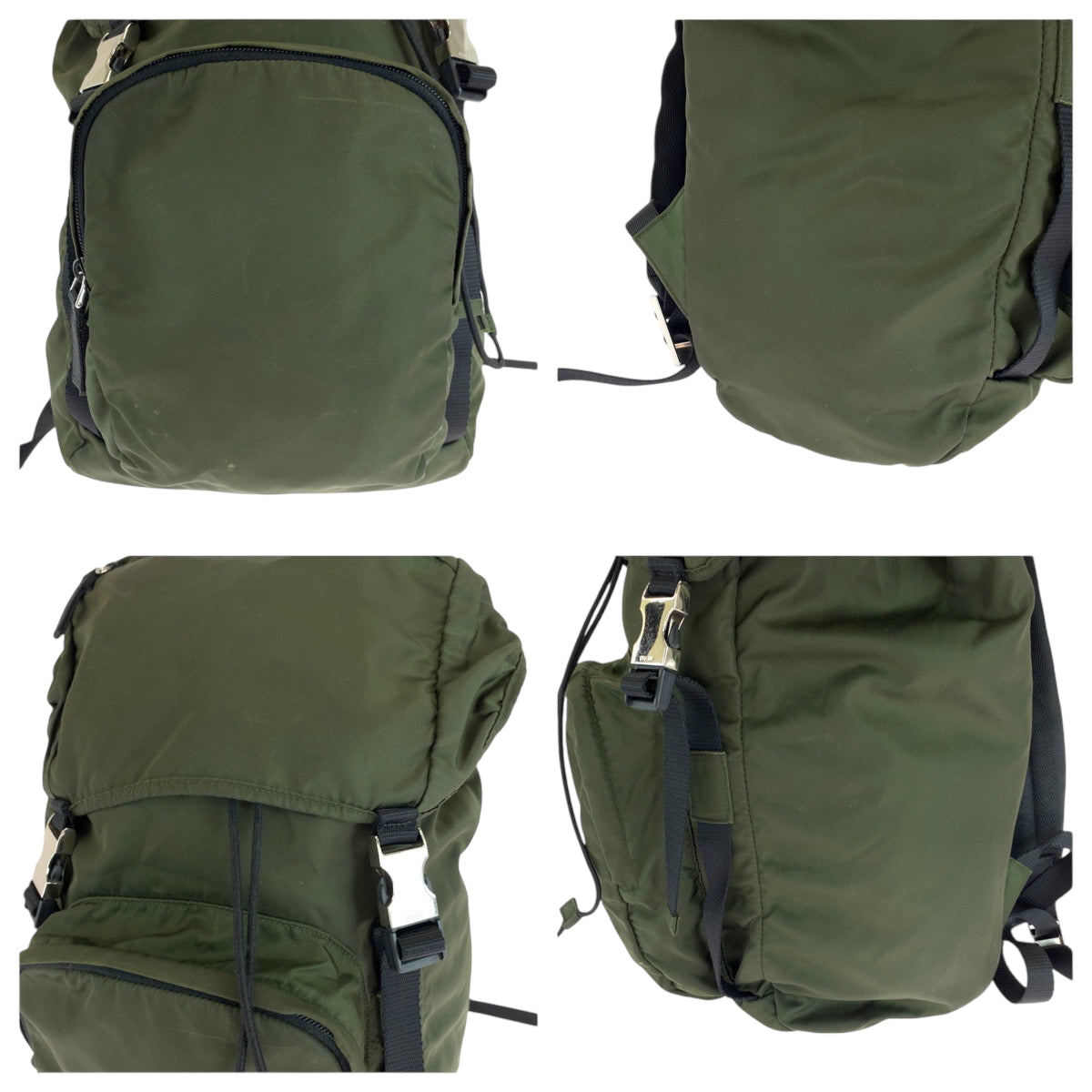 17727
PRADA プラダ テスート 三角ロゴプレート カーキ シルバー金具 ナイロン VZ0056 リュックサック バックパック メンズ ABP50