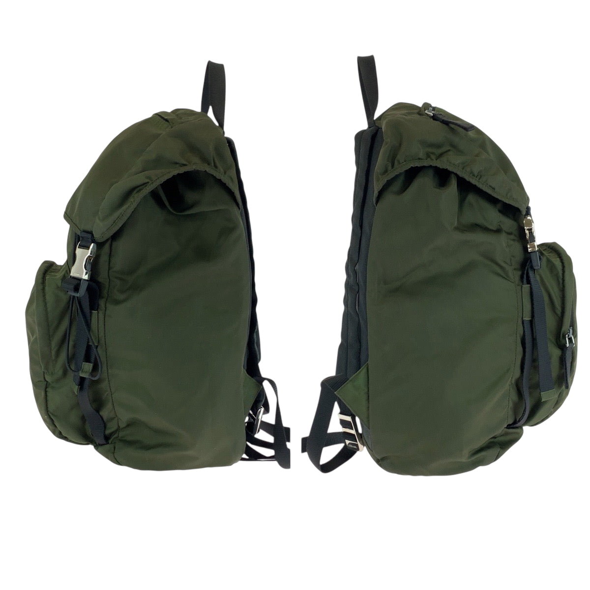 17727
PRADA プラダ テスート 三角ロゴプレート カーキ シルバー金具 ナイロン VZ0056 リュックサック バックパック メンズ ABP50