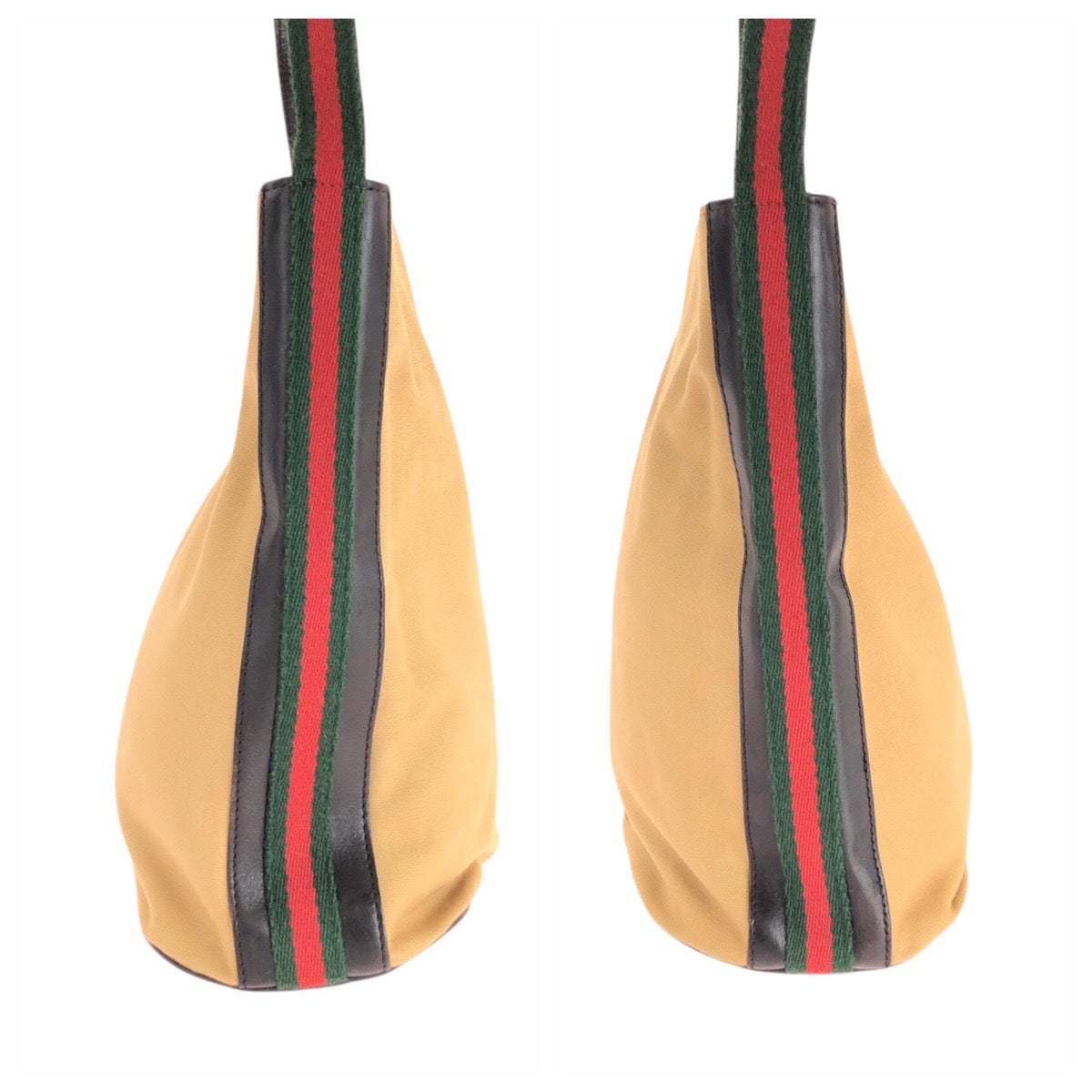 17728
GUCCI グッチ シェリーライン ベージュ キャメル ゴールド金具 キャンバス / レザー 001.4286 ショルダーバッグ ポシェット  レディース AB36