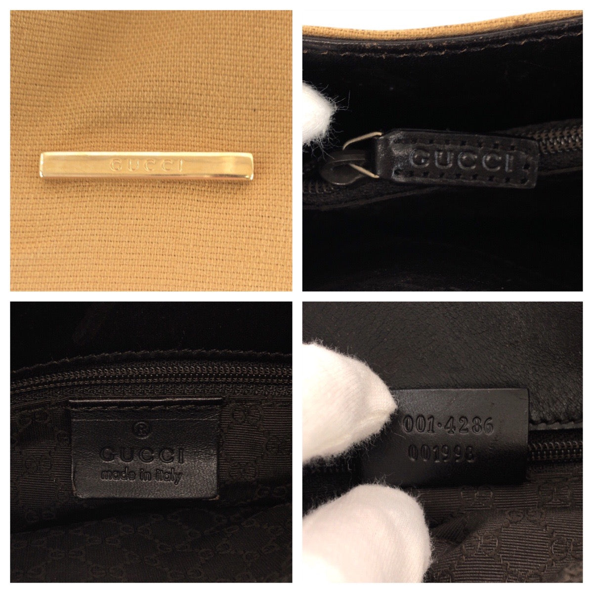 17728
GUCCI グッチ シェリーライン ベージュ キャメル ゴールド金具 キャンバス / レザー 001.4286 ショルダーバッグ ポシェット  レディース AB36