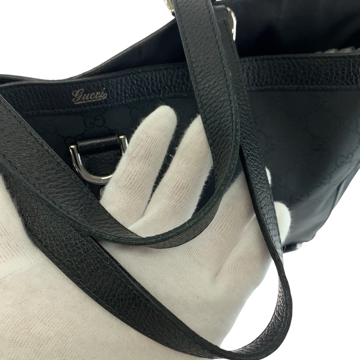 17729
GUCCI グッチ アビー ブラック 黒 シルバー金具 ナイロン 293580 トートバッグ ショルダーバッグ  レディース A62