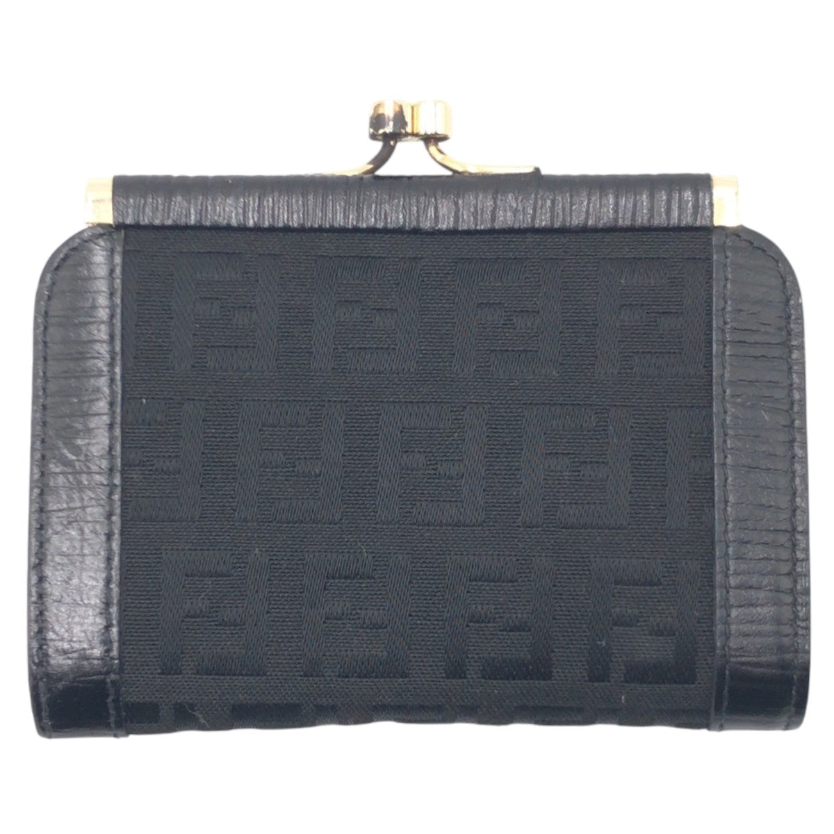 17730
FENDI フェンディ ヴィンテージ ズッカ ブラック 黒 ゴールド コットン がま口 コインケース 小銭入れ  レディース ABP10