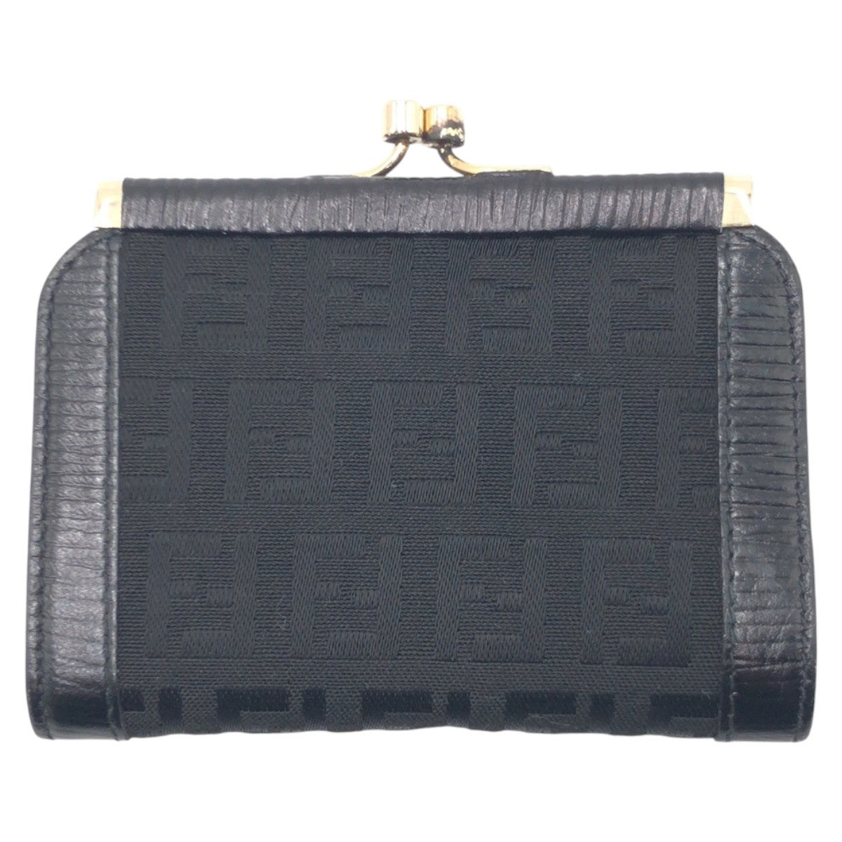 17730
FENDI フェンディ ヴィンテージ ズッカ ブラック 黒 ゴールド コットン がま口 コインケース 小銭入れ  レディース ABP10