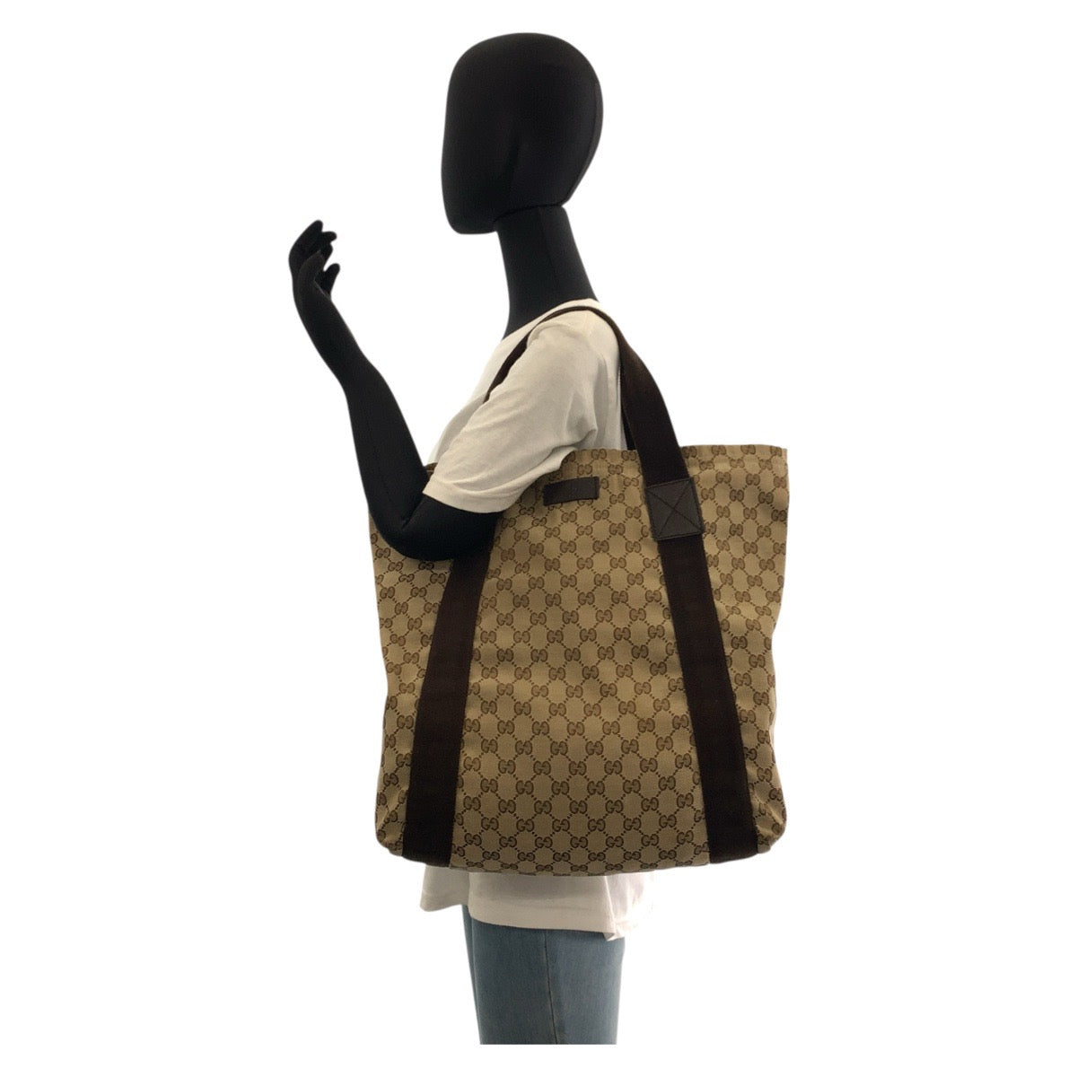 17731
GUCCI グッチ ベージュ ブラウン GGキャンバス 189669 トートバッグ ショルダーバッグ  レディース