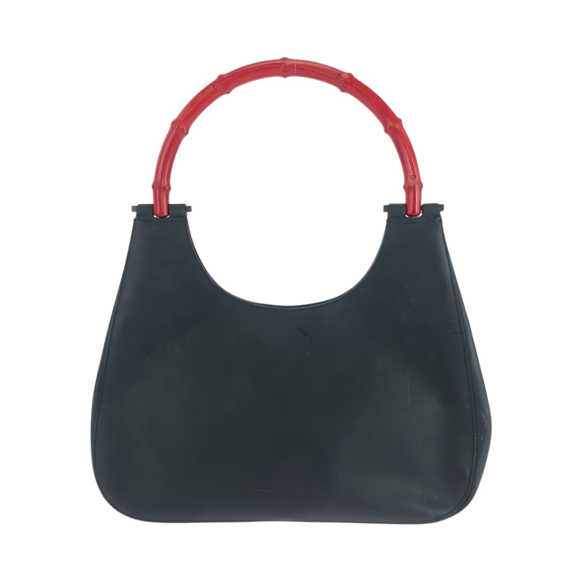 17732
GUCCI グッチ バンブー ブラック レッド シルバー金具 レザー 001 3739 ワンショルダーバッグ ハンドバッグ  レディース AB38
