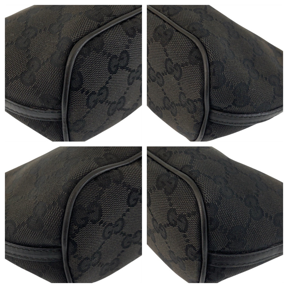 17734
GUCCI グッチ ブラック 黒 ゴールド金具 GGキャンバス / レザー 039 1103 ハンドバッグ アクセサリーポーチ  レディース A38
