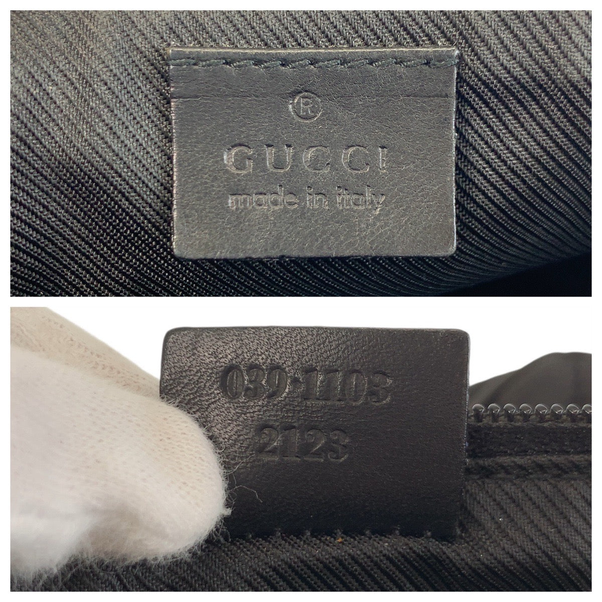 17734
GUCCI グッチ ブラック 黒 ゴールド金具 GGキャンバス / レザー 039 1103 ハンドバッグ アクセサリーポーチ  レディース A38