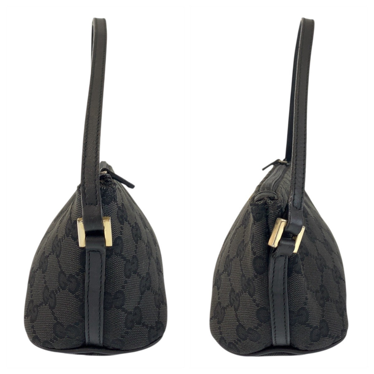 17734
GUCCI グッチ ブラック 黒 ゴールド金具 GGキャンバス / レザー 039 1103 ハンドバッグ アクセサリーポーチ  レディース A38