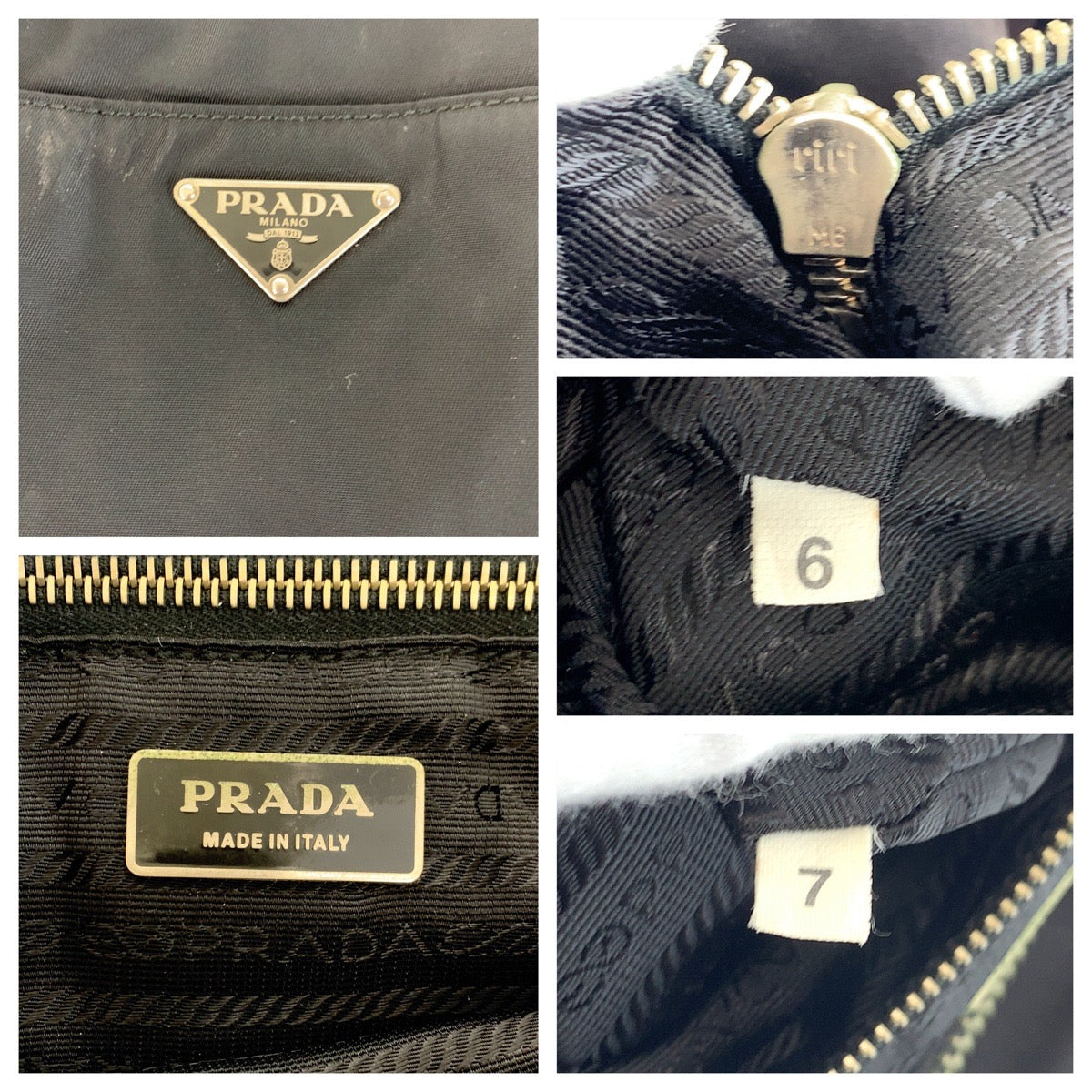 17740
PRADA プラダ テスート 三角ロゴプレート 型押し ブラック 黒 ブラウン シルバー金具 ナイロン / レザー ショルダーバッグ トートバッグ  レディース AB41