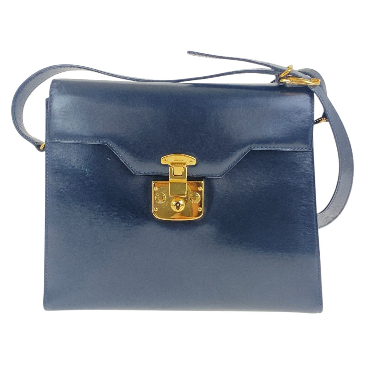 17741
GUCCI グッチ ヴィンテージ オールドグッチ レディロック ネイビー ゴールド金具 レザー 001 46 1504 ショルダーバッグ レディース ABP45