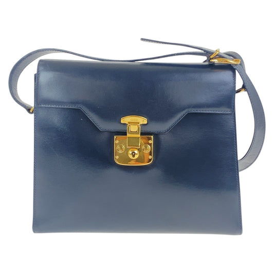 17741
GUCCI グッチ ヴィンテージ オールドグッチ レディロック ネイビー ゴールド金具 レザー 001 46 1504 ショルダーバッグ レディース ABP45