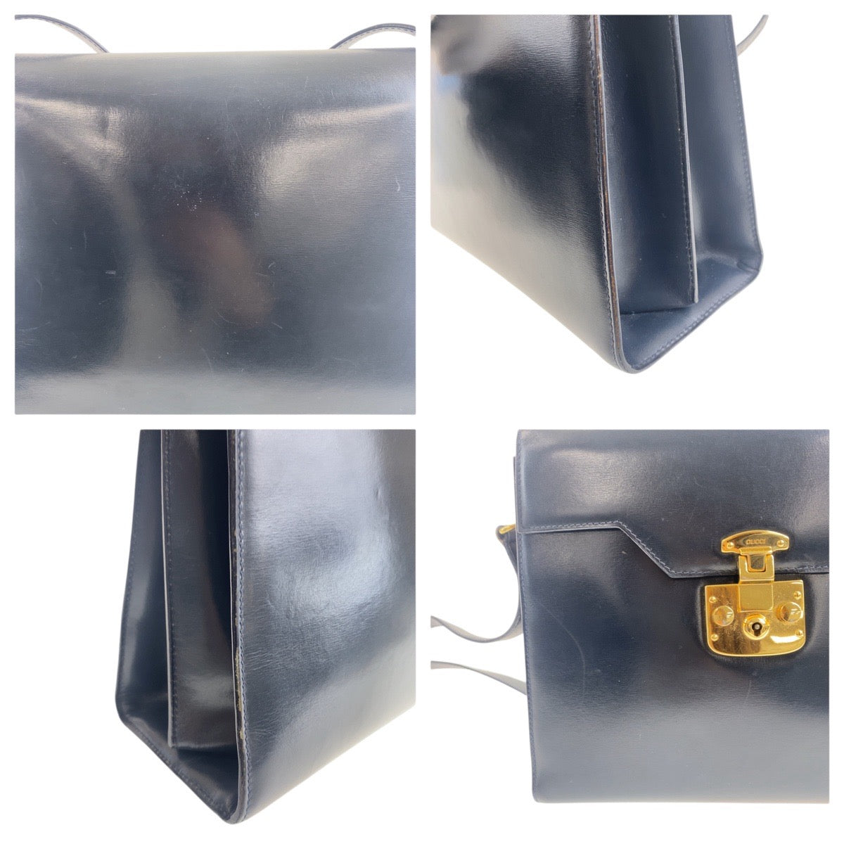 17741
GUCCI グッチ ヴィンテージ オールドグッチ レディロック ネイビー ゴールド金具 レザー 001 46 1504 ショルダーバッグ レディース ABP45