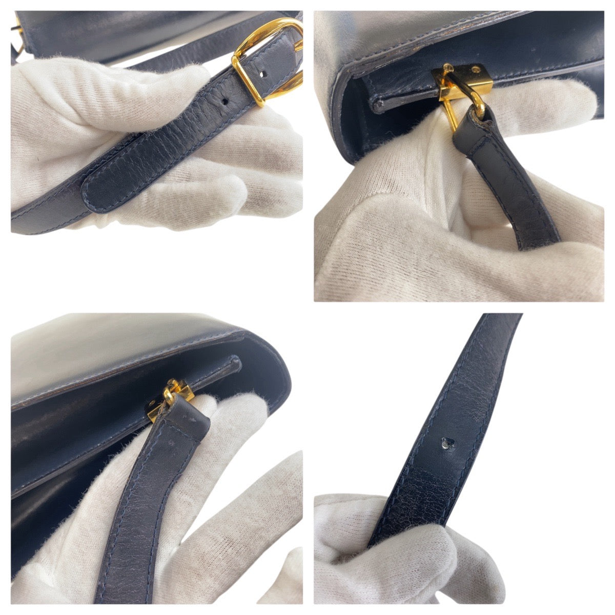 17741
GUCCI グッチ ヴィンテージ オールドグッチ レディロック ネイビー ゴールド金具 レザー 001 46 1504 ショルダーバッグ レディース ABP45