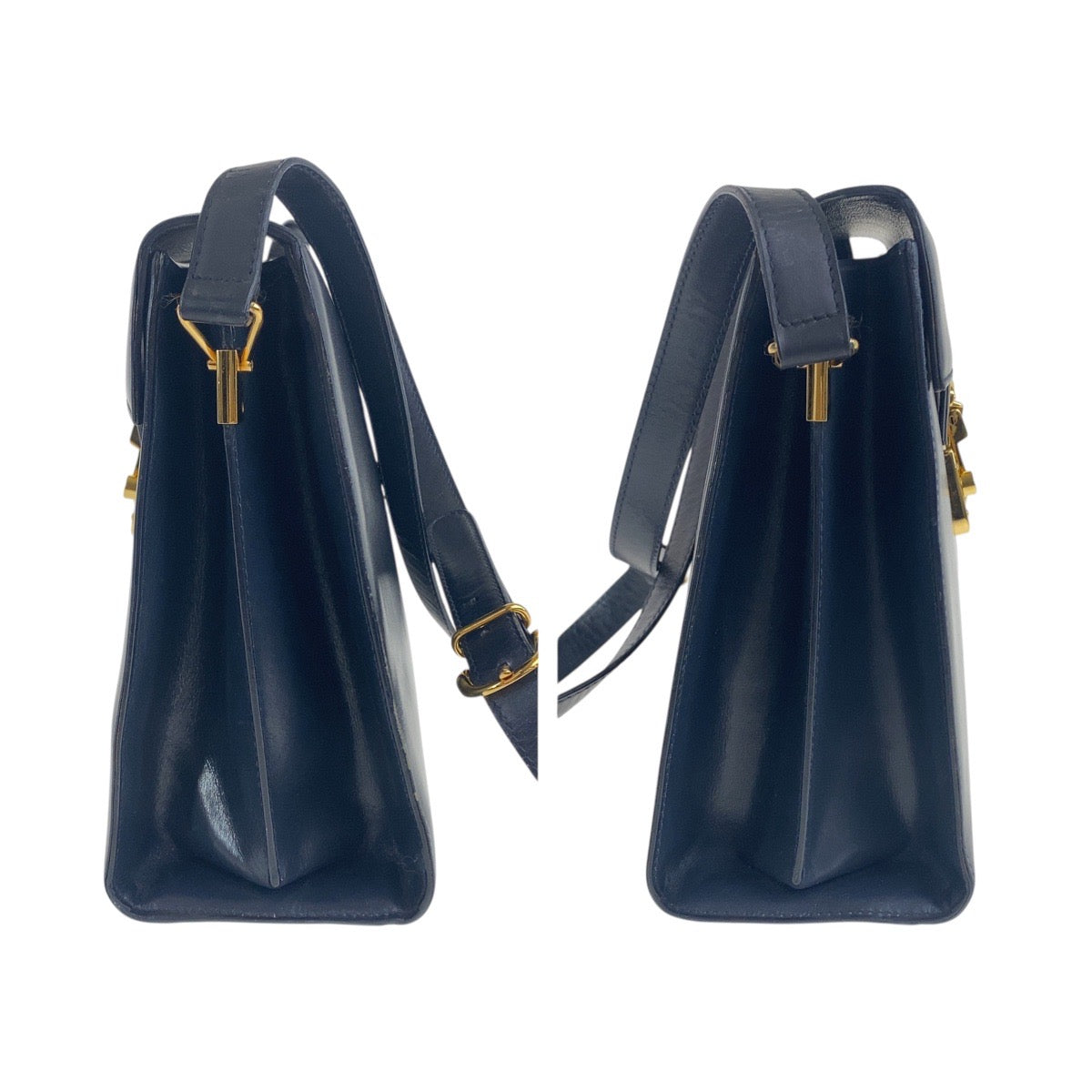 17741
GUCCI グッチ ヴィンテージ オールドグッチ レディロック ネイビー ゴールド金具 レザー 001 46 1504 ショルダーバッグ レディース ABP45