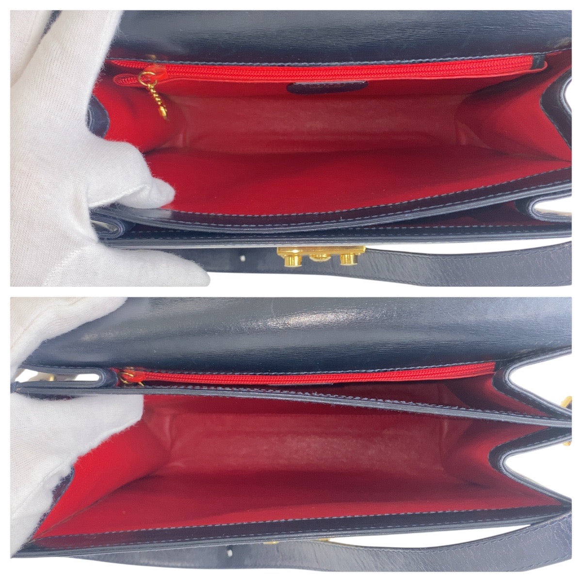 17741
GUCCI グッチ ヴィンテージ オールドグッチ レディロック ネイビー ゴールド金具 レザー 001 46 1504 ショルダーバッグ レディース ABP45