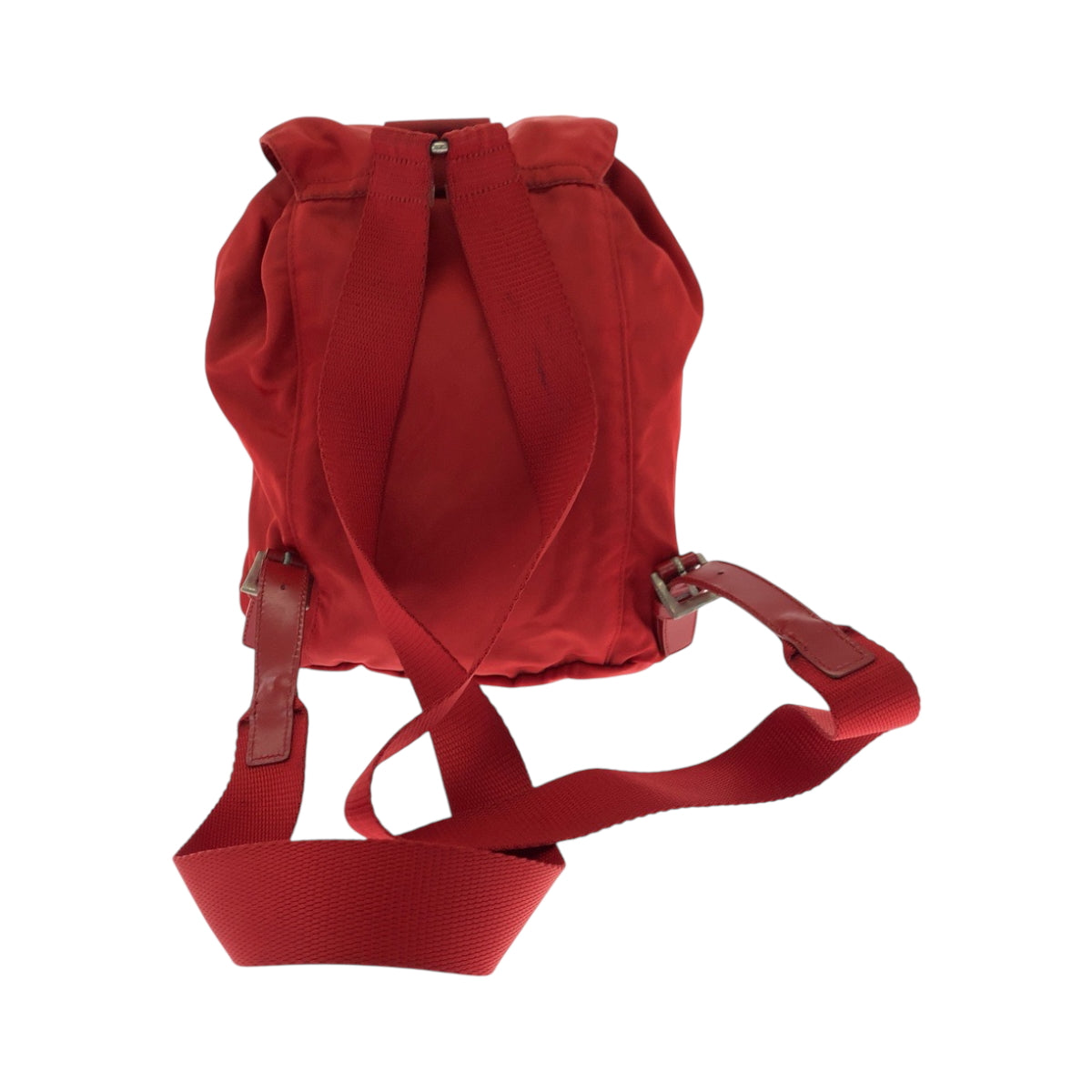 17742
PRADA プラダ テスート 三角ロゴプレート レッド シルバー金具 ナイロン リュックサック バックパック レディース AB39