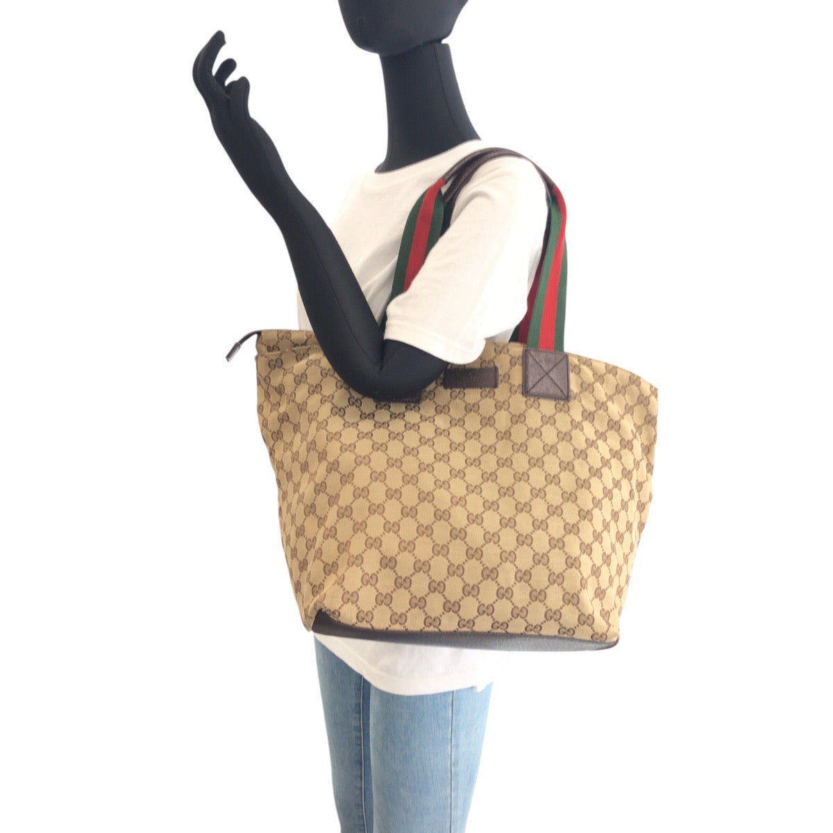 17744
GUCCI グッチ シェリーライン ブラウン シルバー金具 GGキャンバス / レザー 131231 トートバッグ ショルダーバッグ レディース AB39
