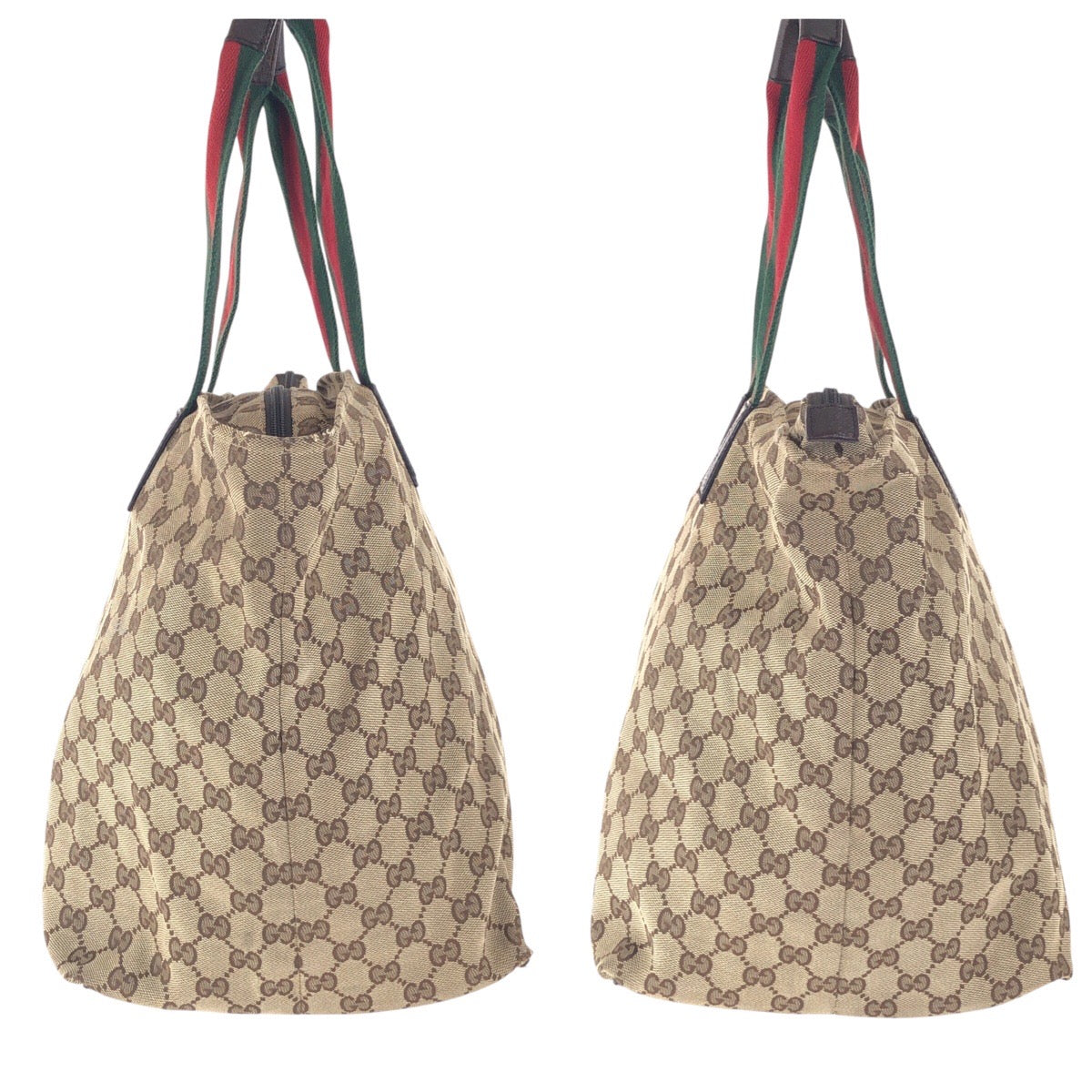 17744
GUCCI グッチ シェリーライン ブラウン シルバー金具 GGキャンバス / レザー 131231 トートバッグ ショルダーバッグ  レディース AB39