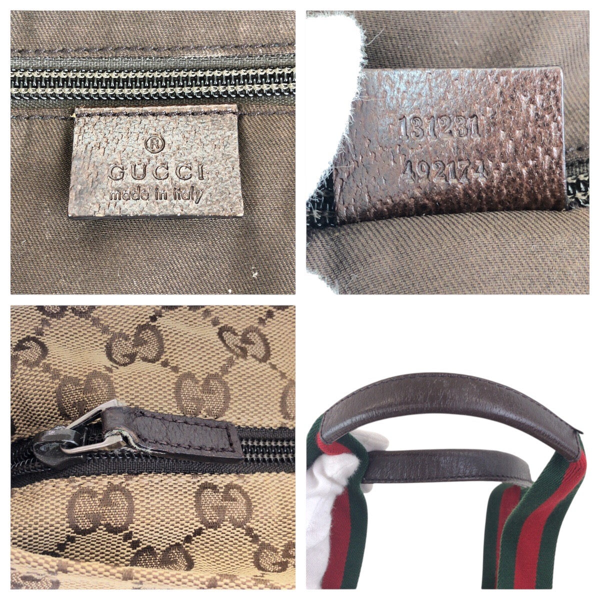 17744
GUCCI グッチ シェリーライン ブラウン シルバー金具 GGキャンバス / レザー 131231 トートバッグ ショルダーバッグ  レディース AB39