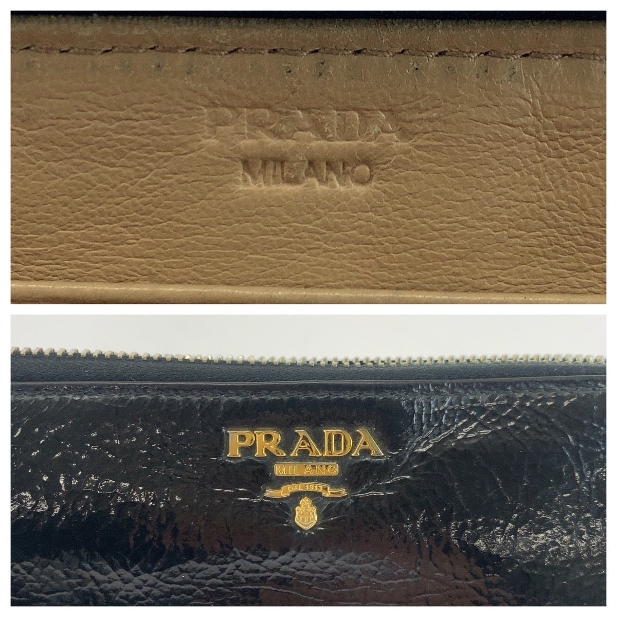 17747
PRADA プラダ ロゴ 男女兼用 ブラック 黒 ゴールド金具 パテントレザー ロングウォレット ラウンドファスナー  メンズ AB11