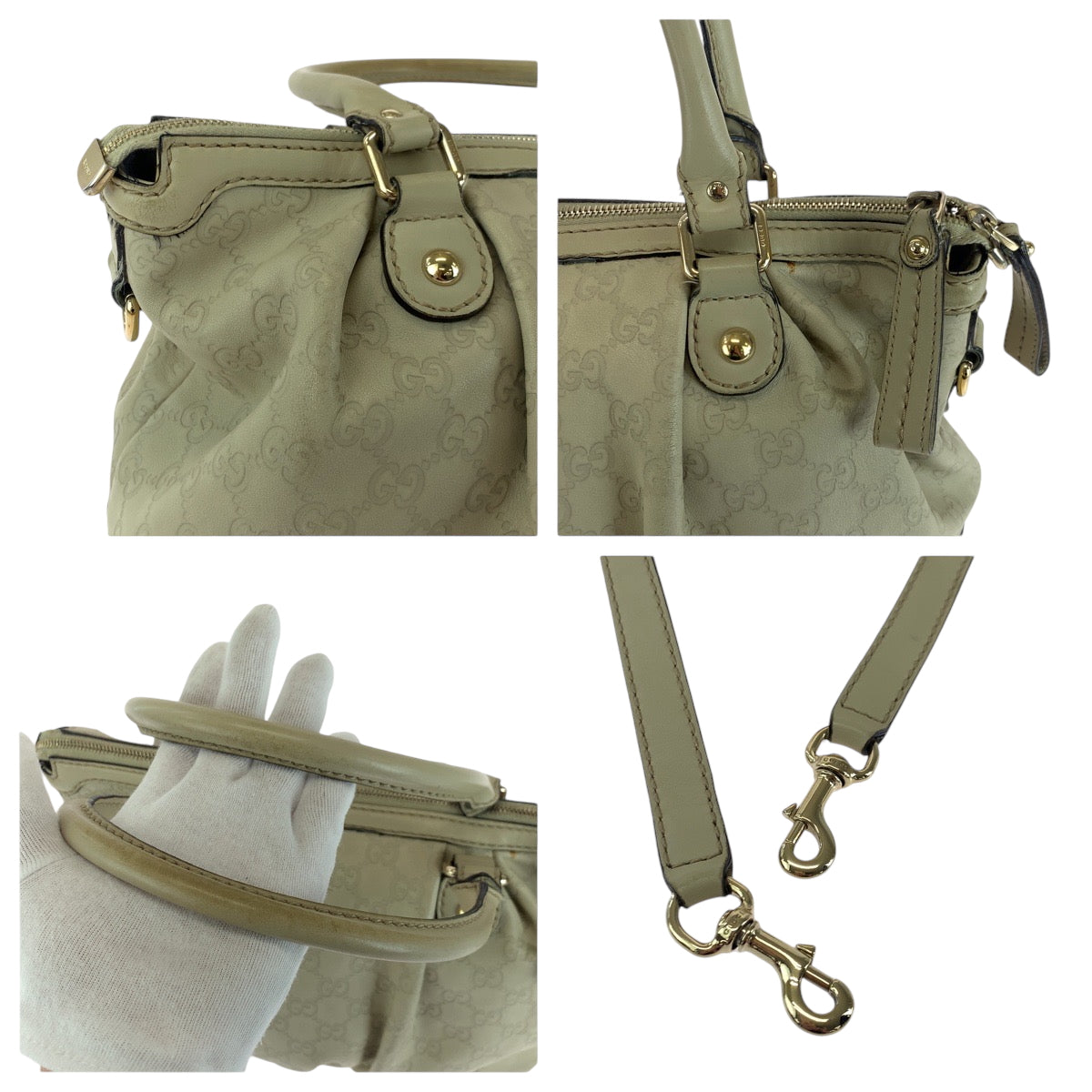 17748
GUCCI グッチ グッチシマ スーキー アイボリー ゴールド金具 レザー 247902 ショルダーバッグ ハンドバッグ 2way  レディース AB39