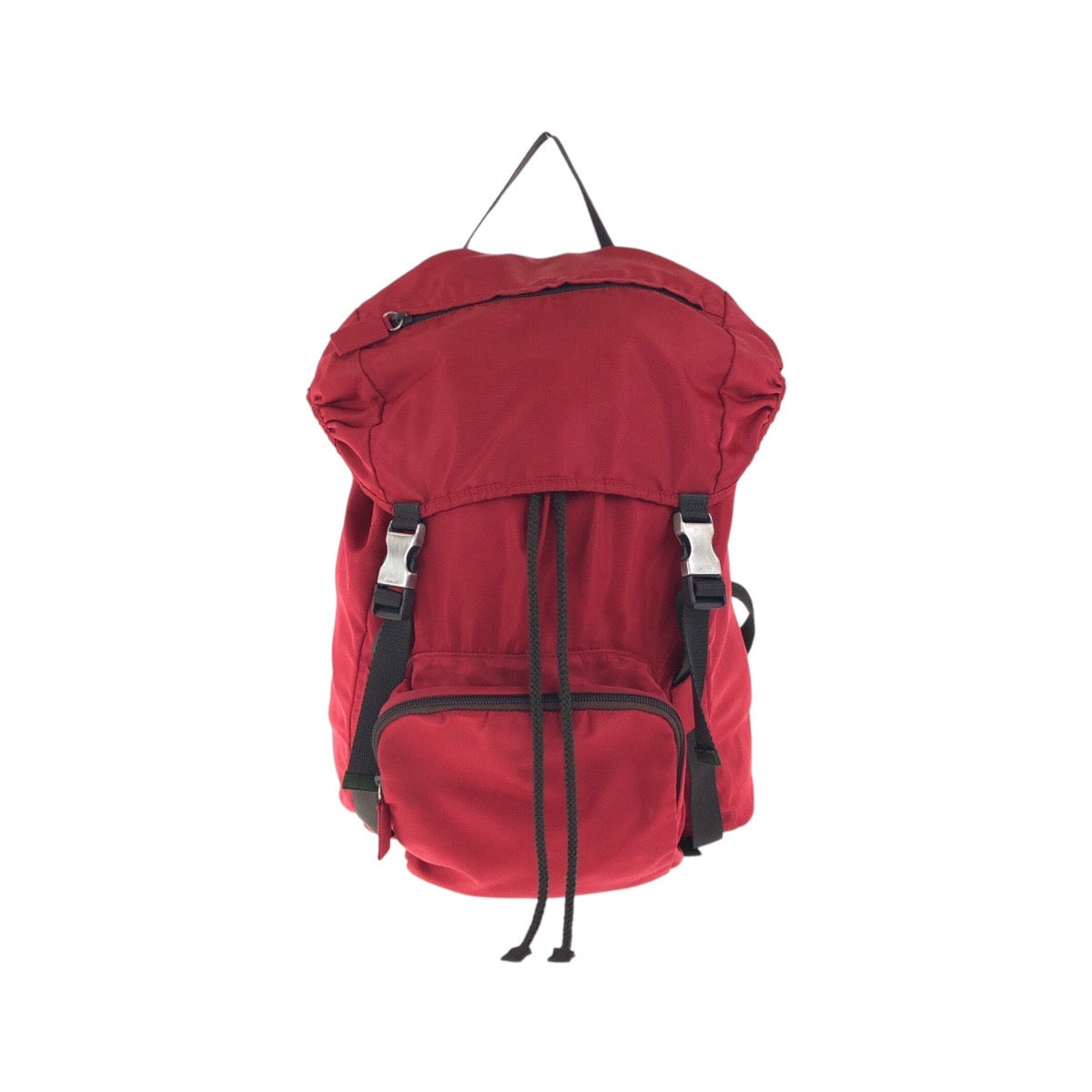 17749
PRADA プラダ テスート 三角ロゴプレート レッド カーキ シルバー金具 ナイロン リュックサック デイパック  メンズ ABP41