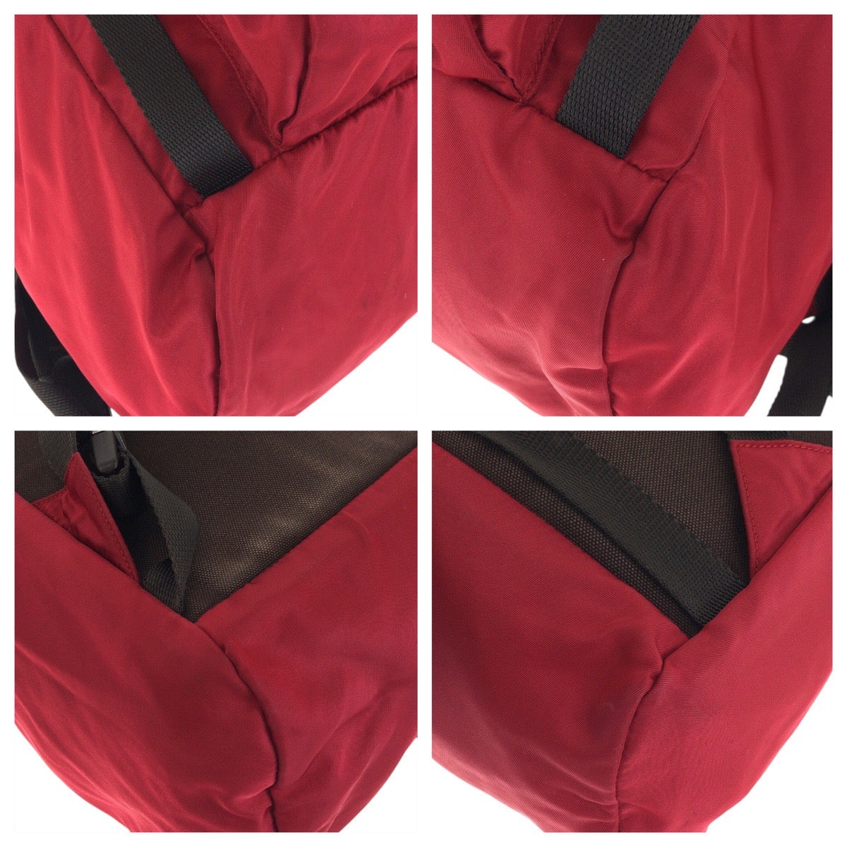 17749
PRADA プラダ テスート 三角ロゴプレート レッド カーキ シルバー金具 ナイロン リュックサック デイパック  メンズ ABP41
