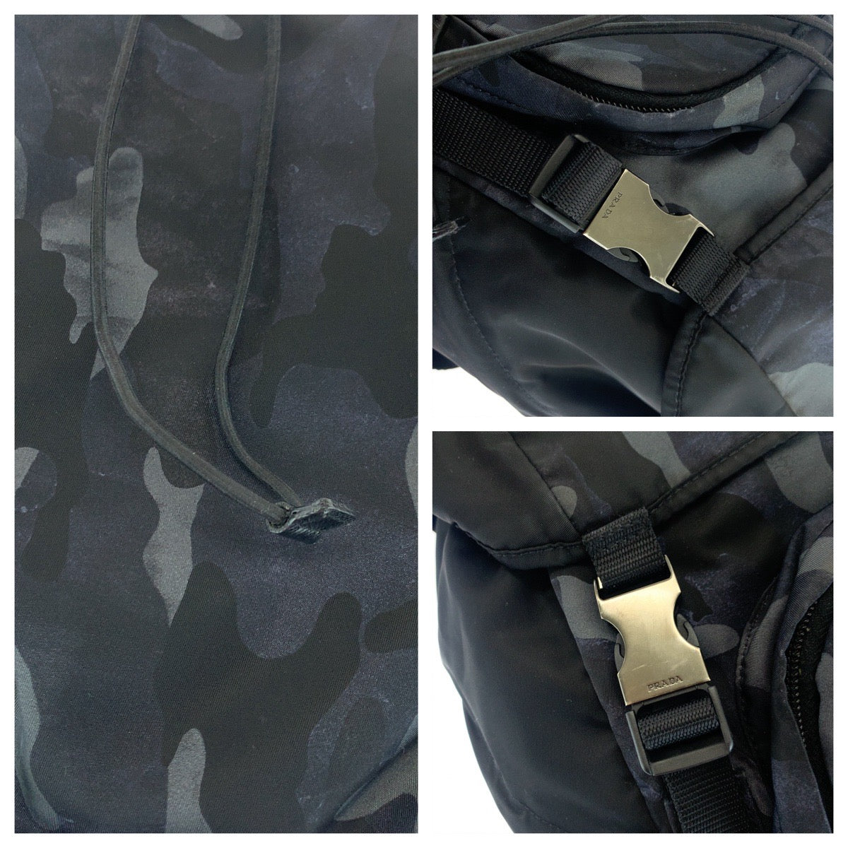 17750
PRADA プラダ カモフラ柄 三角ロゴプレート ブラック ブルー グレー シルバー金具 ナイロン 2VZ135 リュックサック バックパック  メンズ ABP63