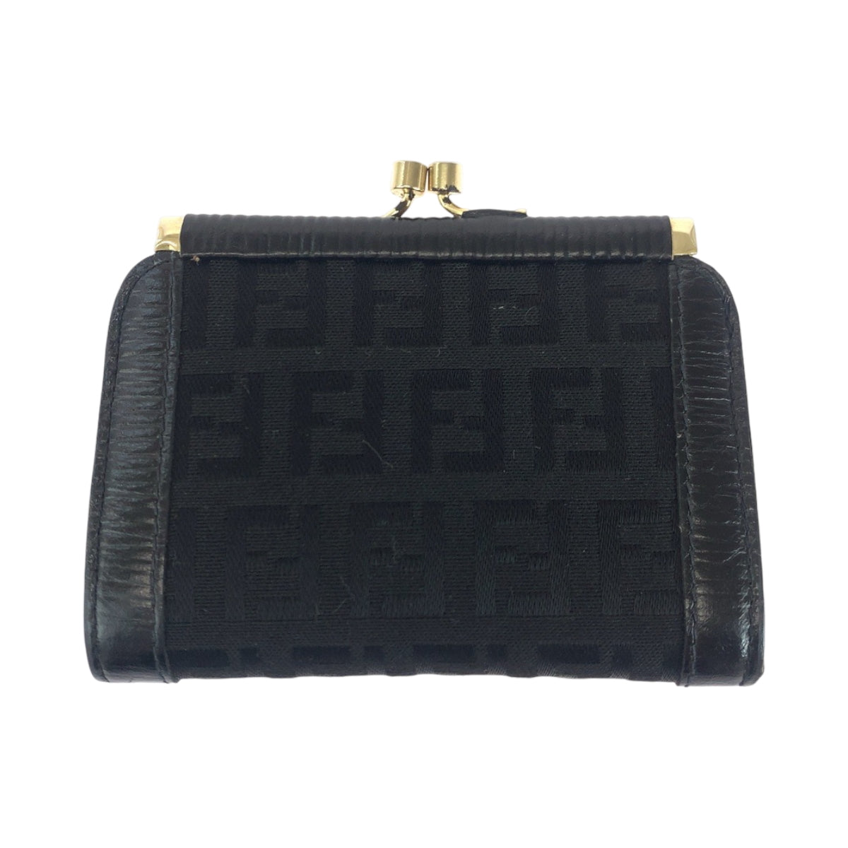 17753
FENDI フェンディ ヴィンテージ ズッカ ブラック 黒 ゴールド金具 キャンバス コインケース コンパクトウォレット  レディース ABP9