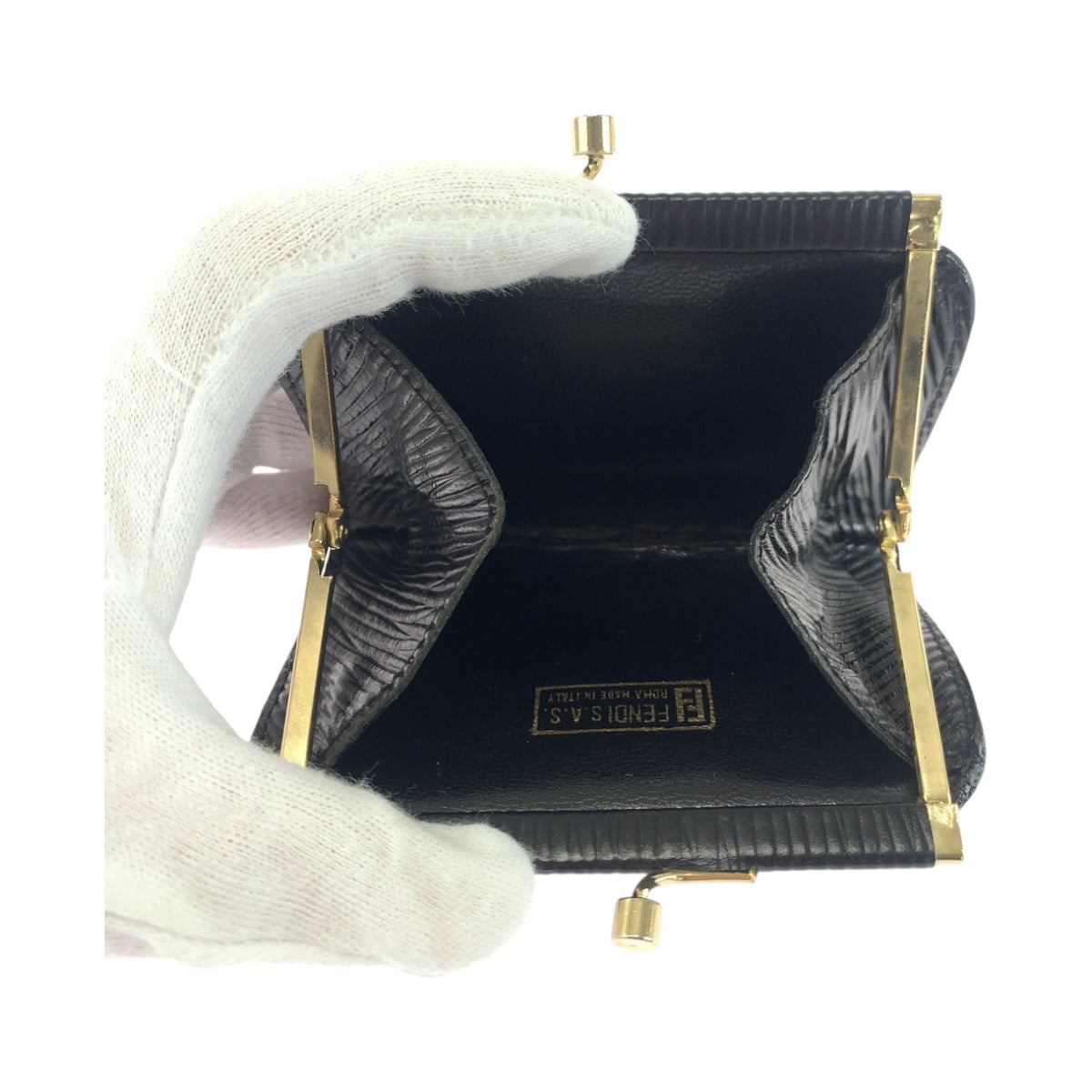 17753
FENDI フェンディ ヴィンテージ ズッカ ブラック 黒 ゴールド金具 キャンバス コインケース コンパクトウォレット  レディース ABP9