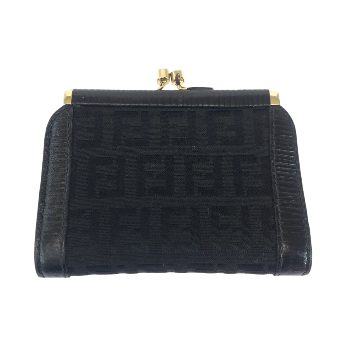 17753
FENDI フェンディ ヴィンテージ ズッカ ブラック 黒 ゴールド金具 キャンバス コインケース コンパクトウォレット  レディース ABP9