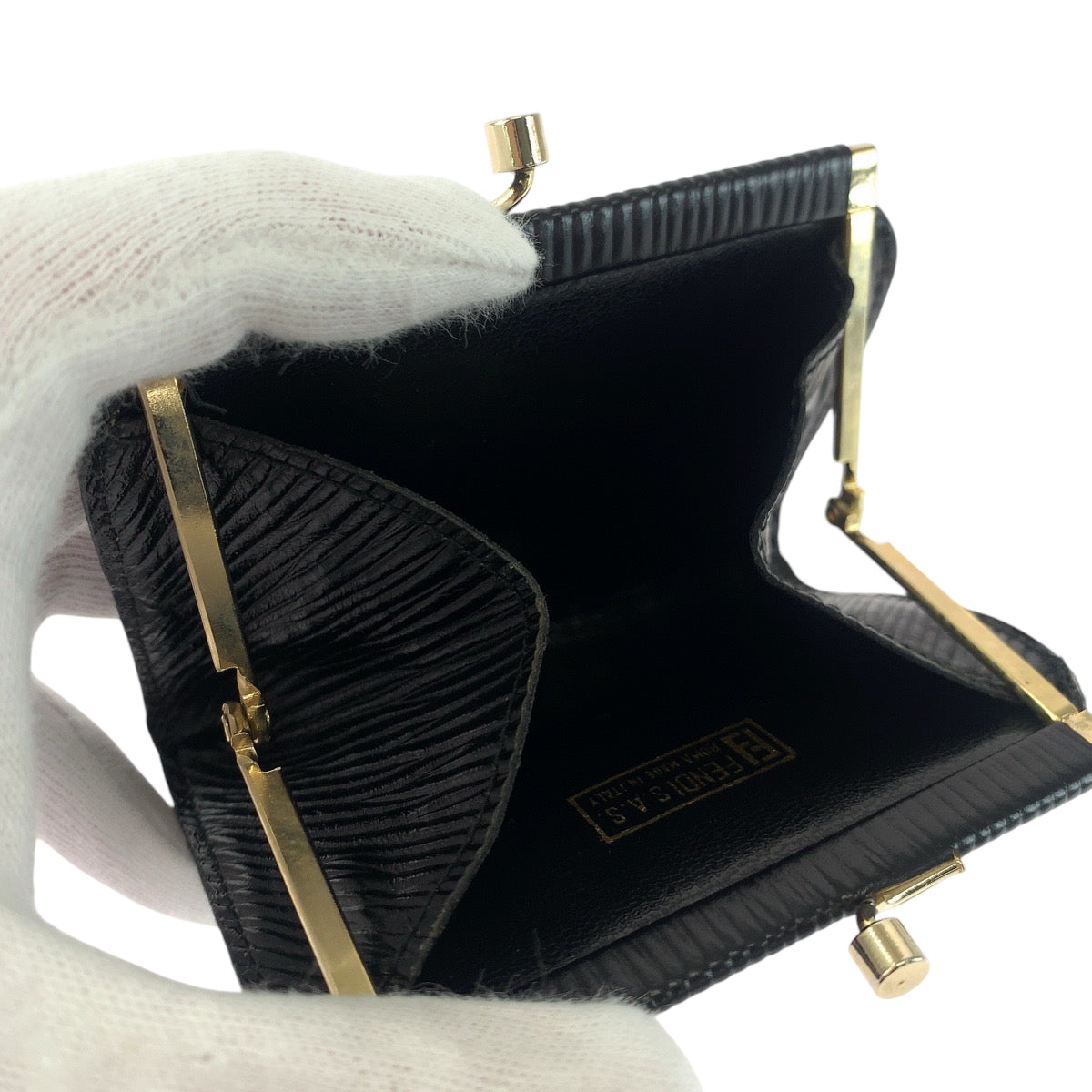 17753
FENDI フェンディ ヴィンテージ ズッカ ブラック 黒 ゴールド金具 キャンバス コインケース コンパクトウォレット  レディース ABP9