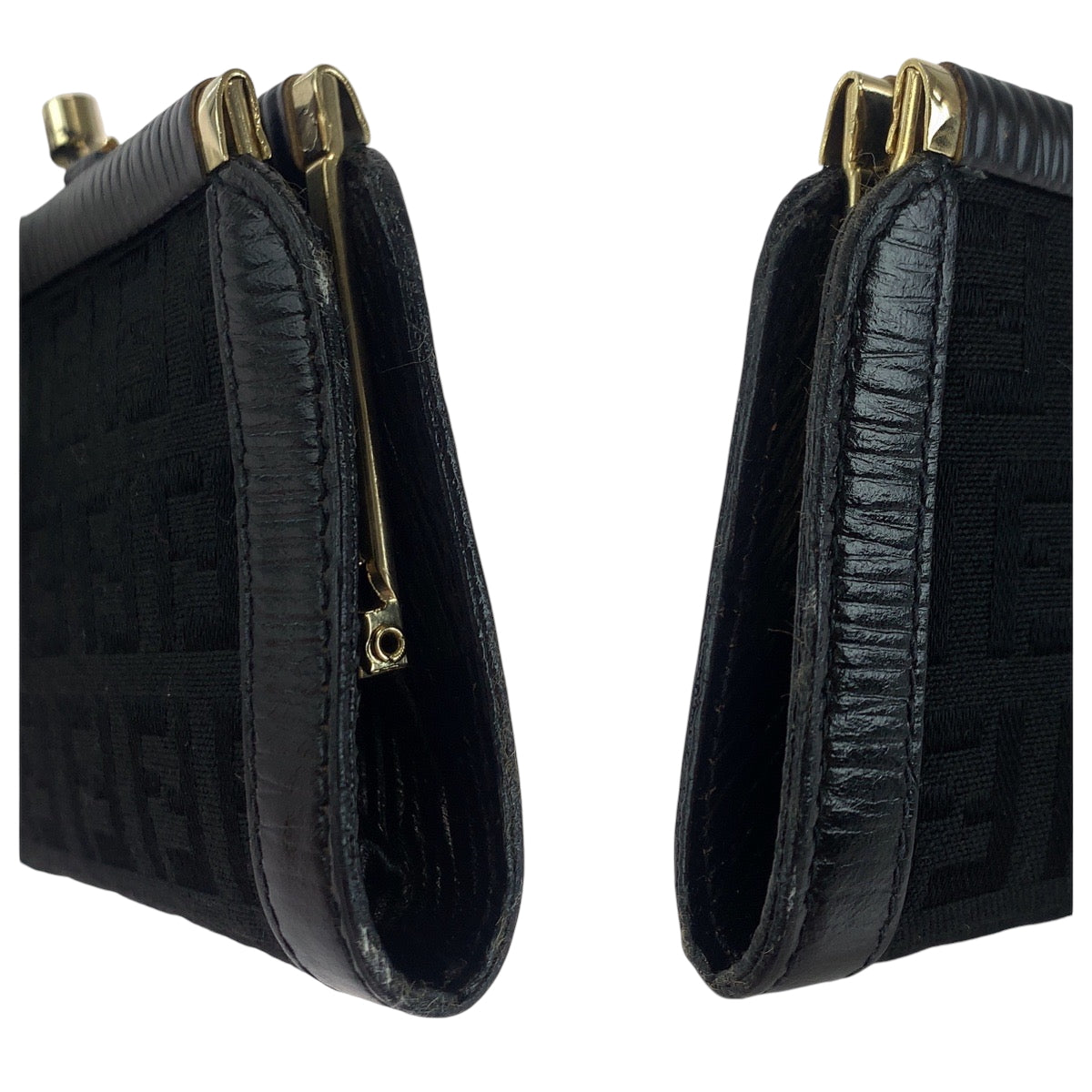 17753
FENDI フェンディ ヴィンテージ ズッカ ブラック 黒 ゴールド金具 キャンバス コインケース コンパクトウォレット  レディース ABP9