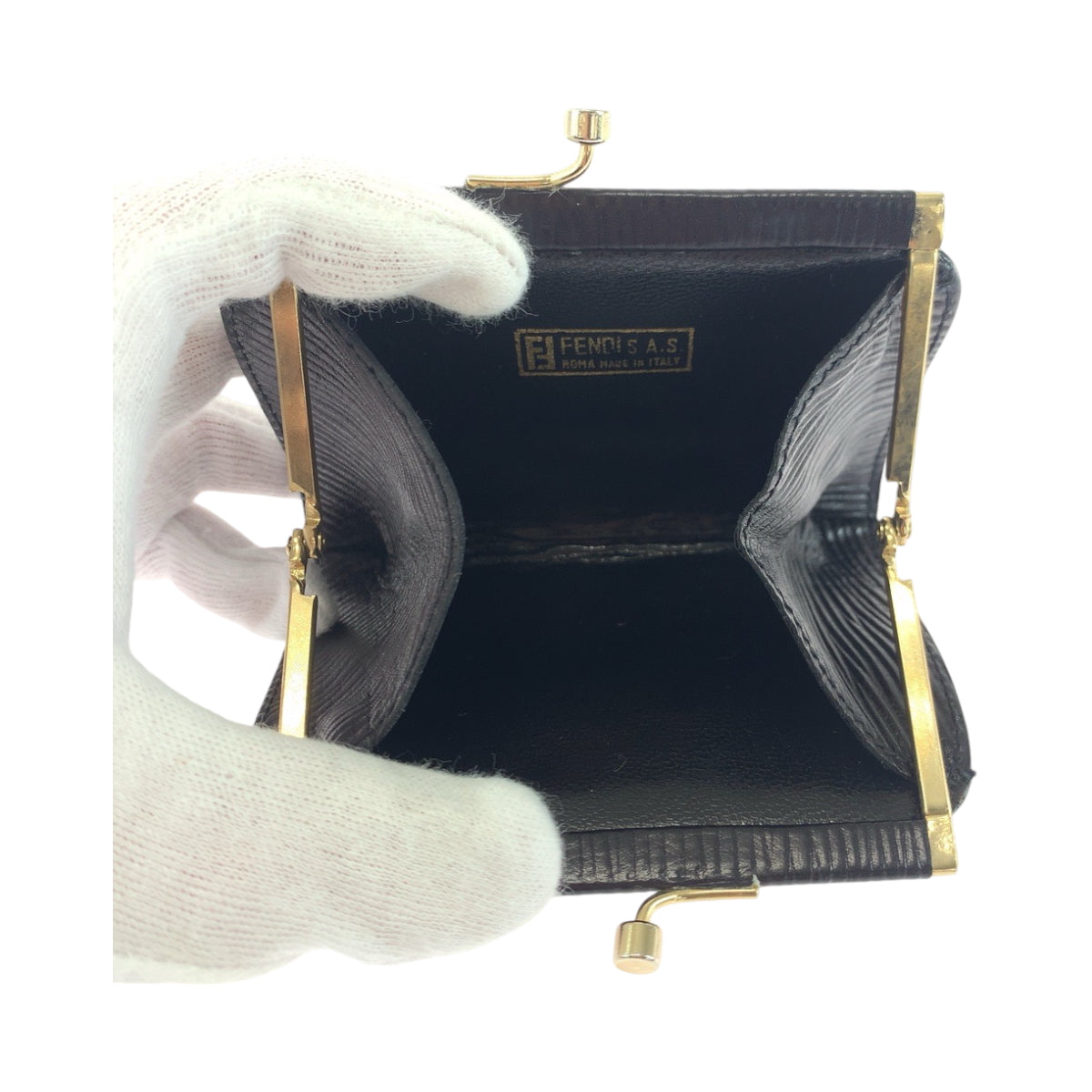 17754
FENDI フェンディ ヴィンテージ ズッカ ブラック 黒 ゴールド金具 キャンバス コインケース コンパクトウォレット  レディース A14