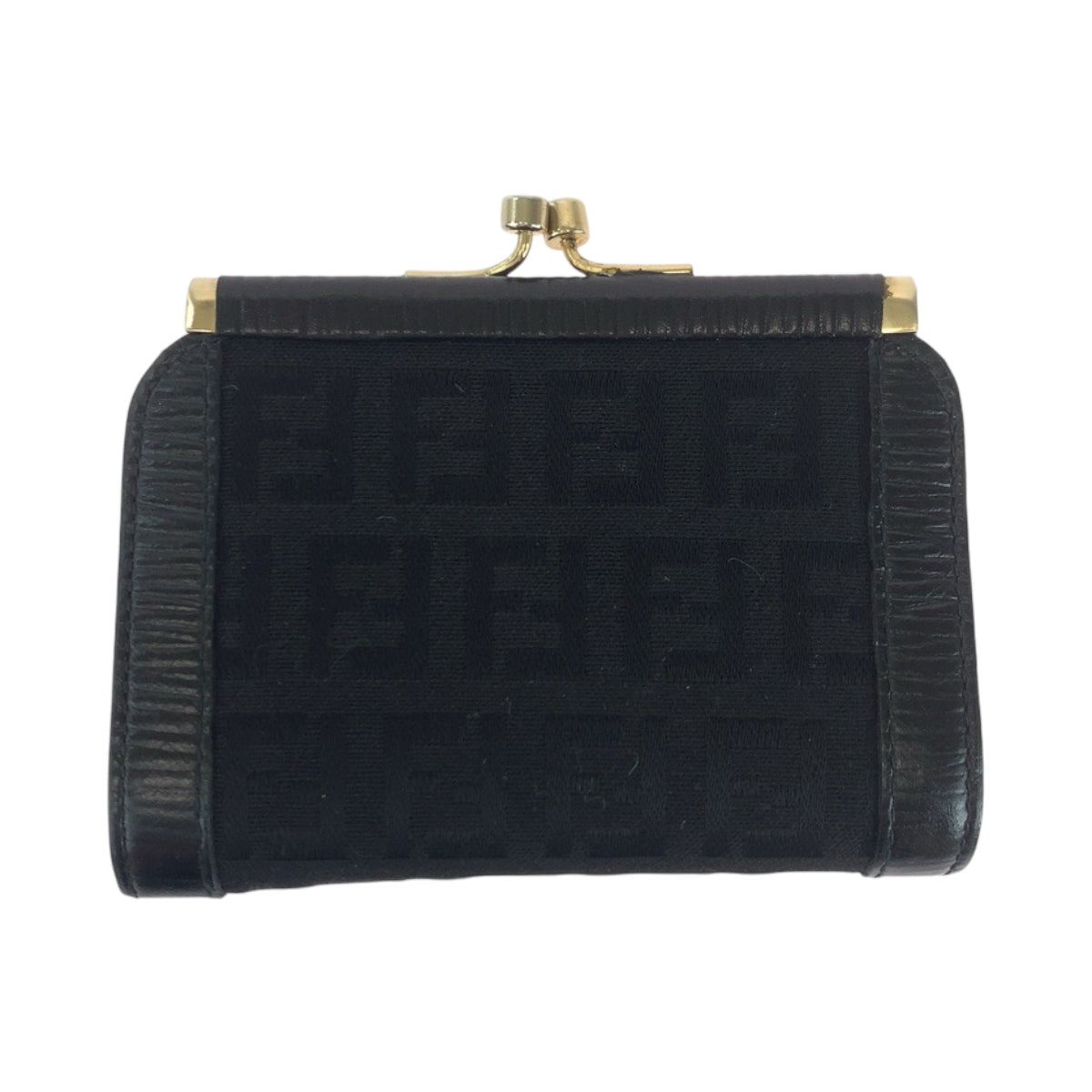 17754
FENDI フェンディ ヴィンテージ ズッカ ブラック 黒 ゴールド金具 キャンバス コインケース コンパクトウォレット  レディース A14
