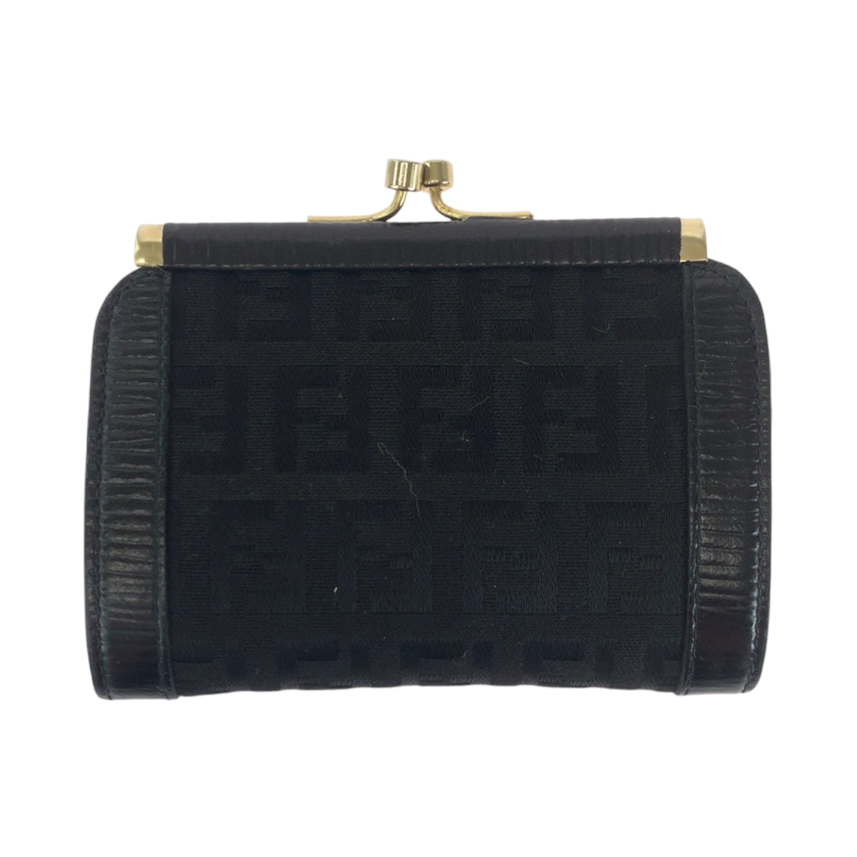 17754
FENDI フェンディ ヴィンテージ ズッカ ブラック 黒 ゴールド金具 キャンバス コインケース コンパクトウォレット  レディース A14