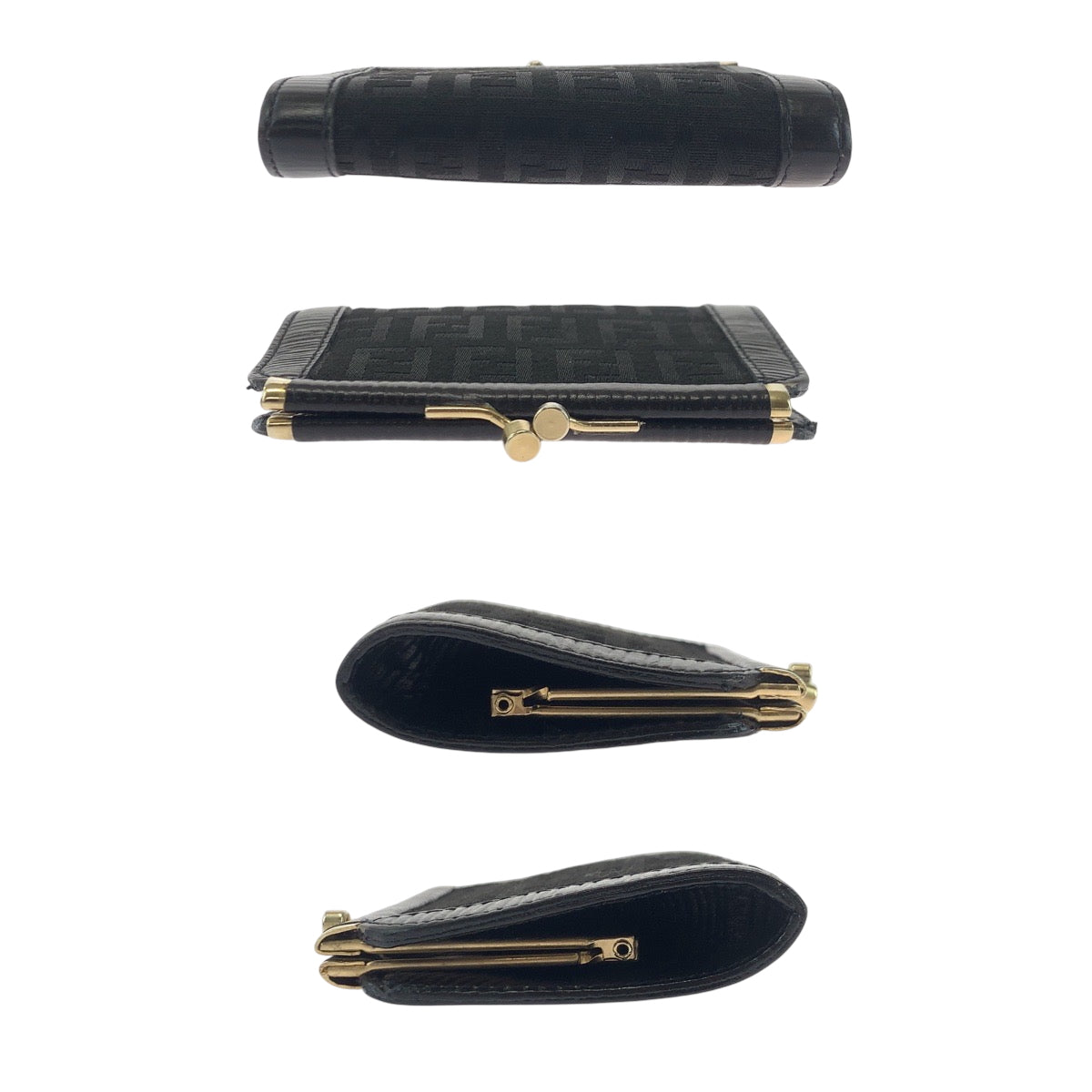 17754
FENDI フェンディ ヴィンテージ ズッカ ブラック 黒 ゴールド金具 キャンバス コインケース コンパクトウォレット  レディース A14