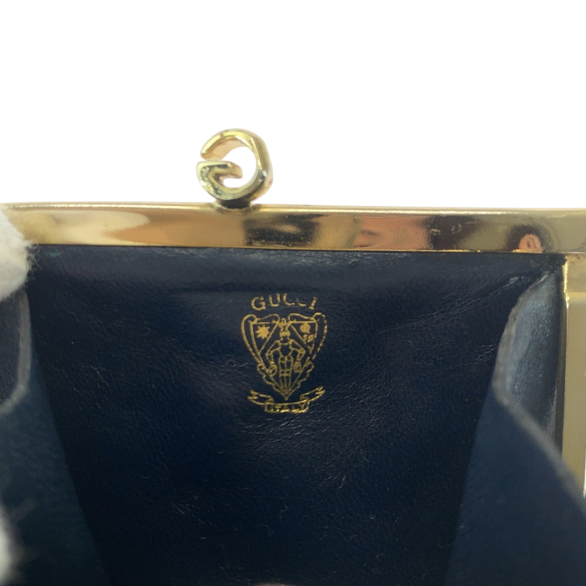 17755
GUCCI グッチ ヴィンテージ オールドグッチ グレー ネイビー ゴールド金具 GGスプリームキャンバス コインケース コンパクトウォレット  レディース A14