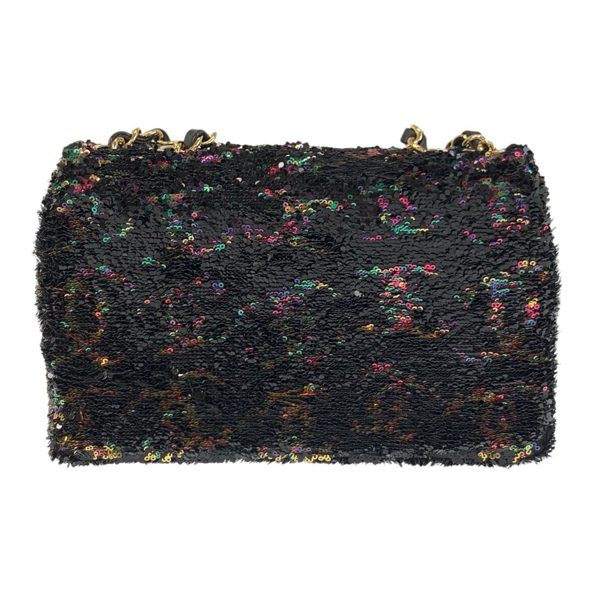 17757
CHANEL シャネル ココマーク ターンロック スパンコール ブラック 黒 マルチカラー ゴールド金具 ラムスキン チェーンショルダーバッグ レディース S648