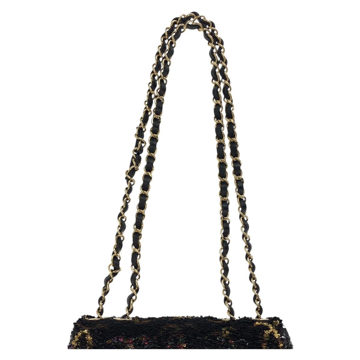 17757
CHANEL シャネル ココマーク ターンロック スパンコール ブラック 黒 マルチカラー ゴールド金具 ラムスキン チェーンショルダーバッグ レディース S648