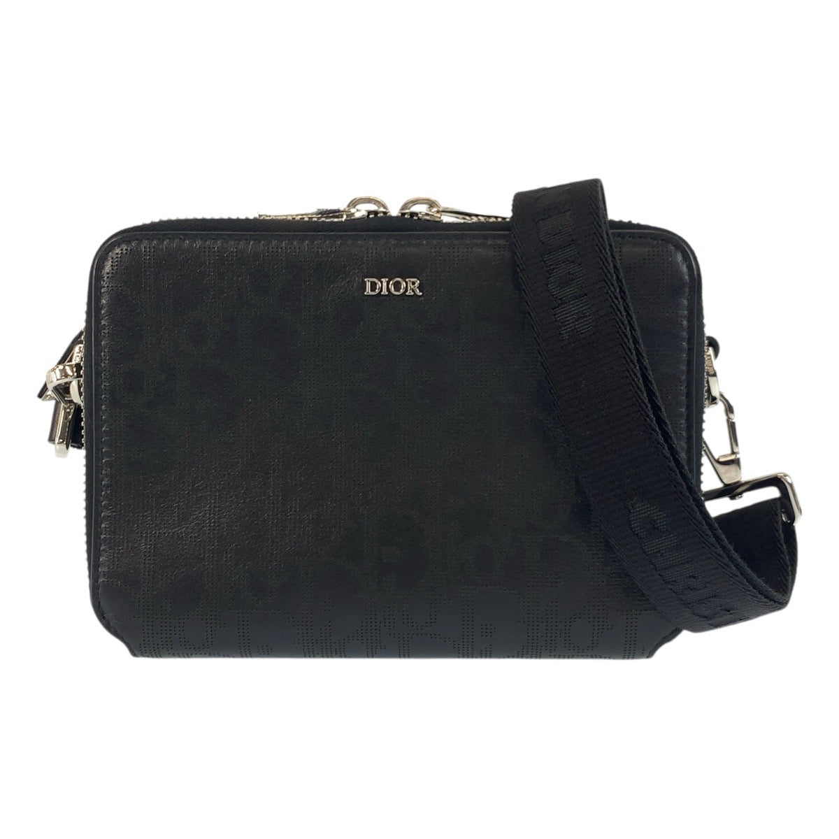 17763
Dior ディオール オブリーク ブラック 黒 シルバー金具 レザー ショルダーバッグ ポシェット  メンズ A120